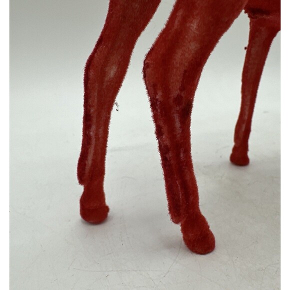Vintage Red Flocked Reindeer Buck Deer Christmas Decor Plastic - Picture 12 of 16